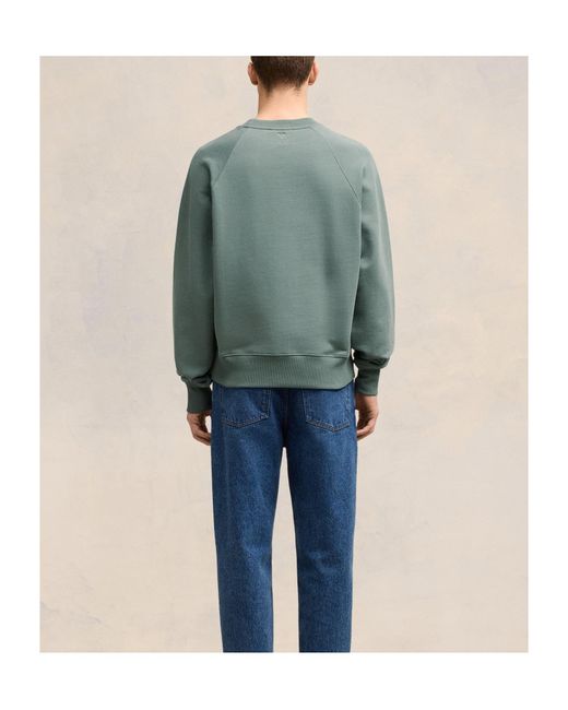 AMI Green Logo Printed Crewneck Sweatshirt for men