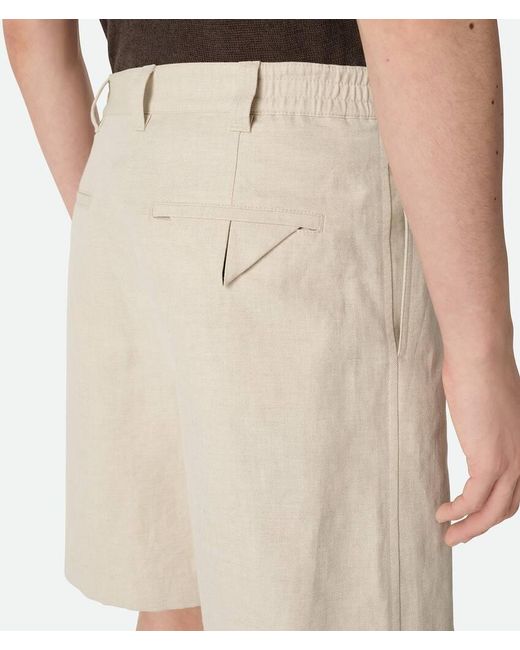 Bottega Veneta Natural Pleat Detailed Straight Leg Shorts for men