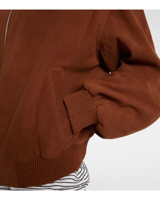 JACQUES WEI Brown Suede Bomber Jacket