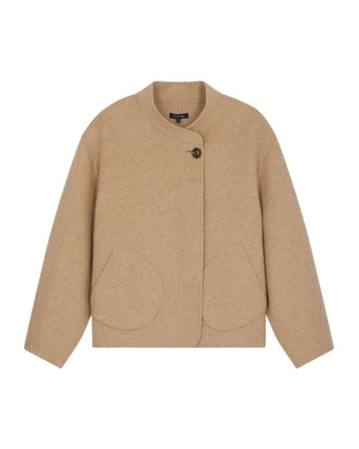 Soeur Natural Double-Faced Wool Short Coat
