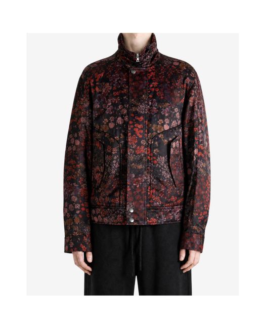 Dries Van Noten Red Floral-Print Jacket for men