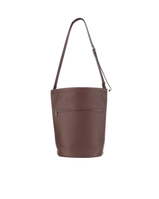 Tod's Brown Logo Embossed Bucket Bag
