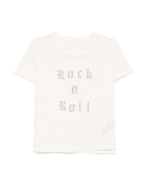 Zadig & Voltaire White Rhinestone-Slogan T-Shirt