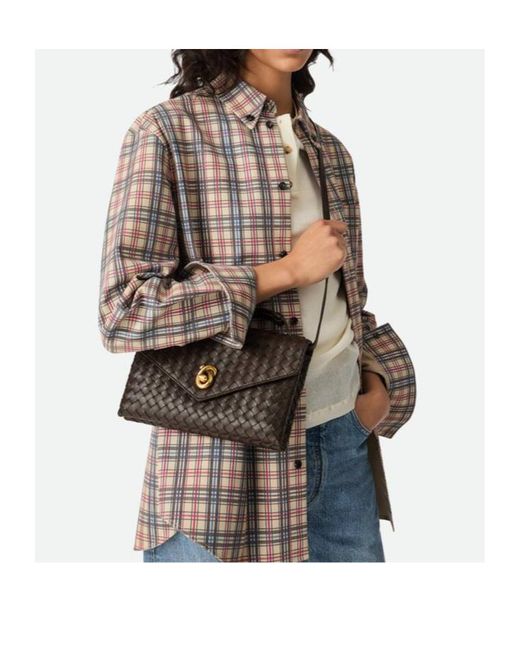 Bottega Veneta Black Intrecciato Knot Lock Crossbody Bag