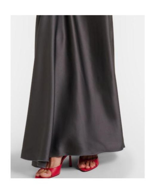 Victoria Beckham Black Posy Draped Gathered Crepe Satin Gown
