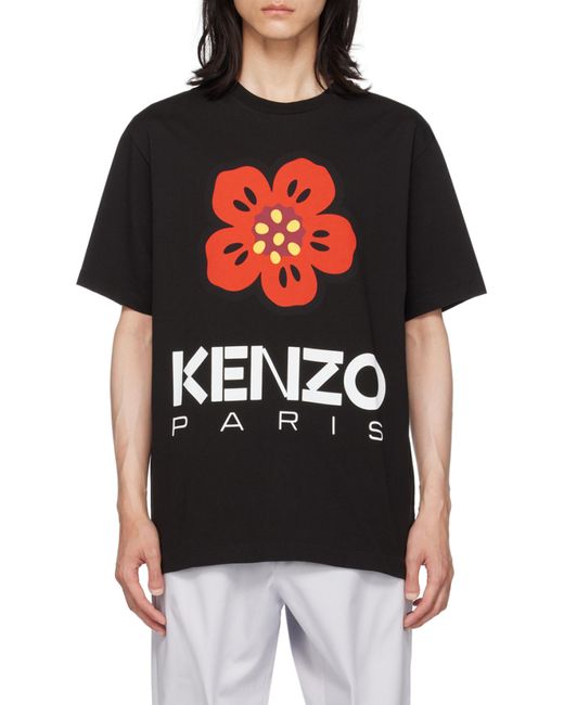 KENZO Black Boke Flower Printed Crewneck T-Shirt for men