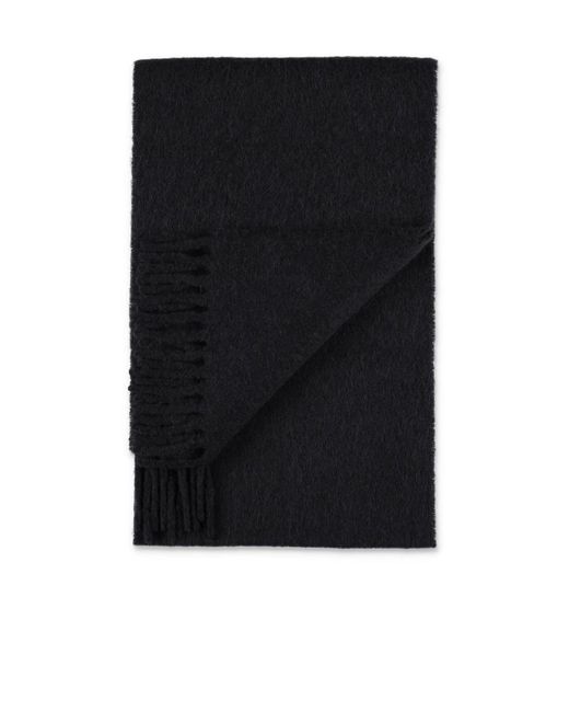 Marni Black Logo Patch Fringed Scarf for men