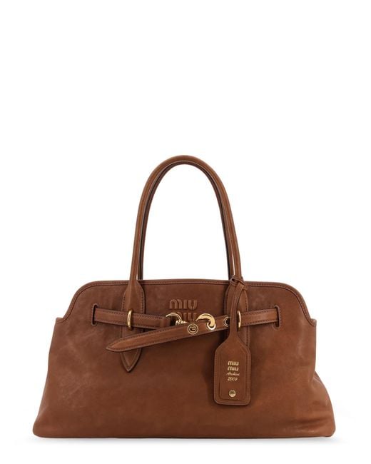 Miu Miu Brown Logo Tote Bag