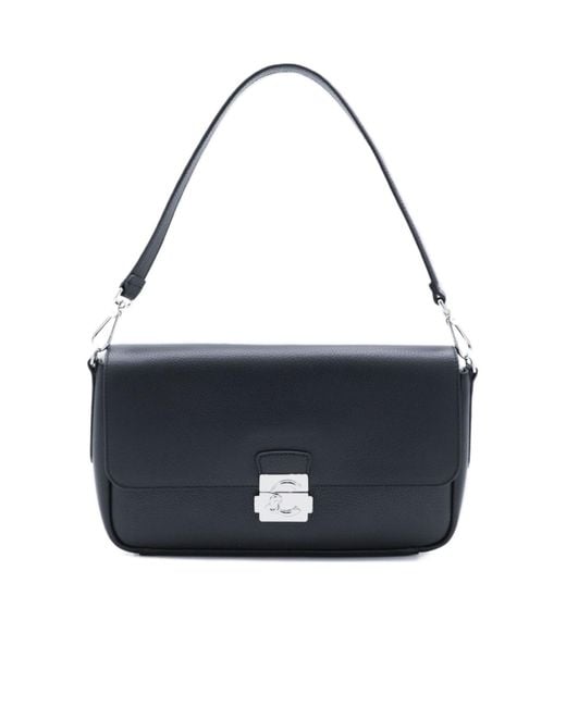 Coccinelle Blue Flap Buckle Shoulder Bag