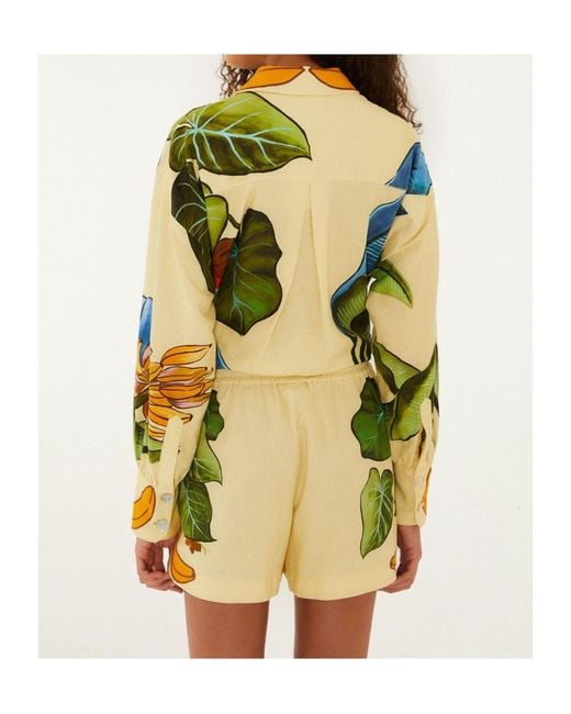 Farm Rio Green Banana Grapes Tropical-Print Drawstring Shorts