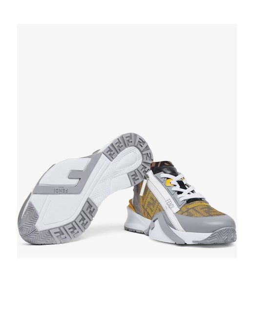 Fendi Multicolor Ff Mesh And Leather Running Shoes for men