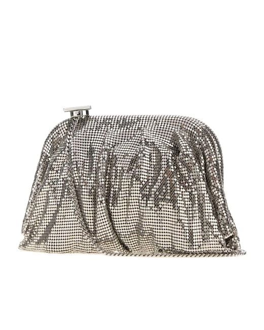 Benedetta Bruzziches Gray Mini Chain-Strap Clutch Bag