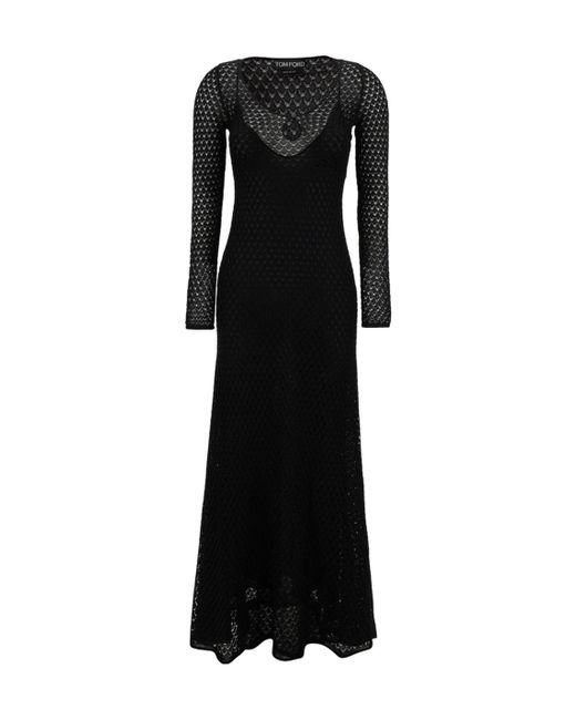 Tom Ford Women's Black Crochet Weave Long Dress