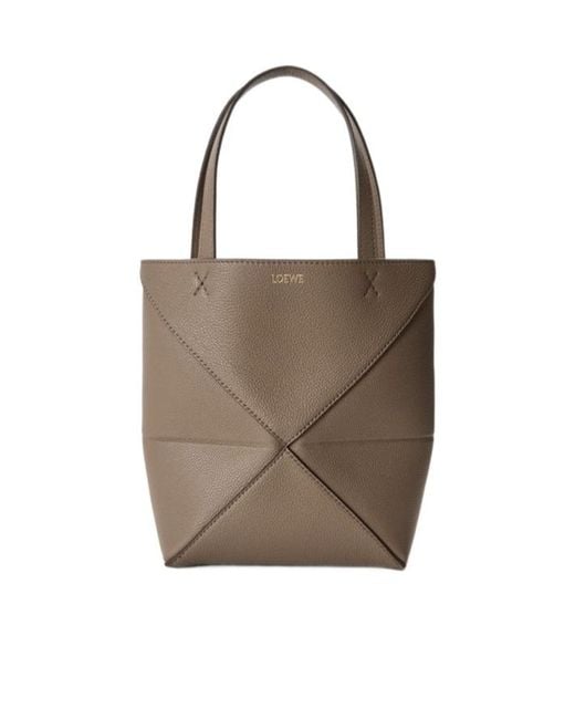 Loewe Brown Puzzle Fold Mini Tote Bag