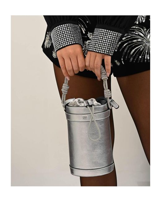 Pinko Gray Mini Bucket Bag
