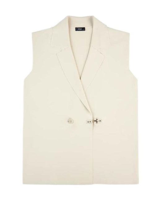 Fay Natural Double-Breasted Knit Vest
