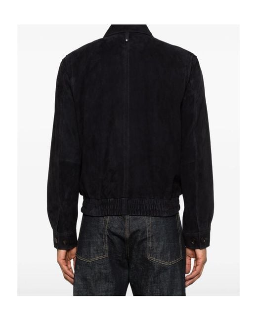 Mackage Black Zip Suede Bomber Jacket for men