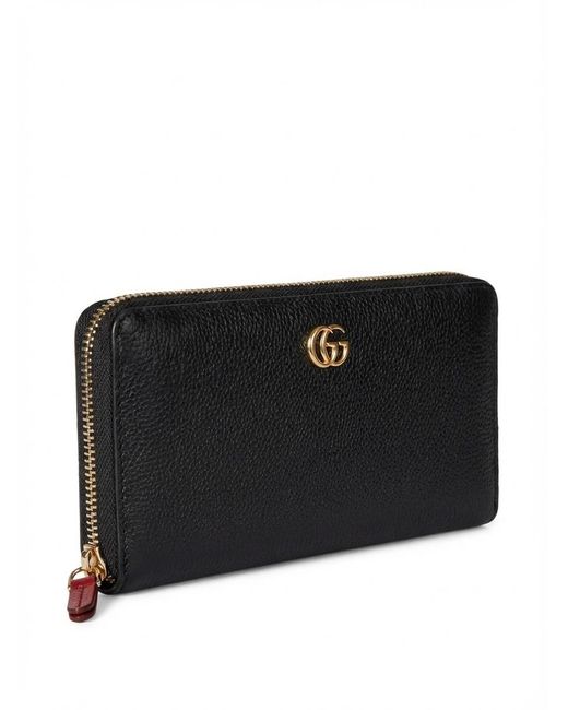 Gucci Black Gg Marmont Zip Around Wallet