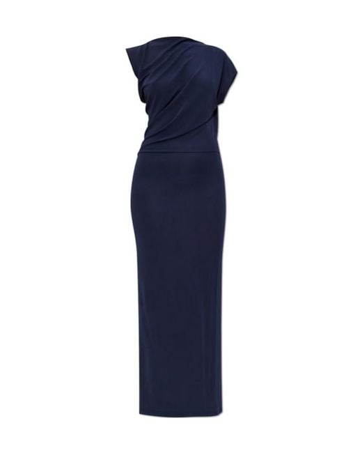 Cult Gaia Blue Jona Draped Short-Sleeve Maxi Dress
