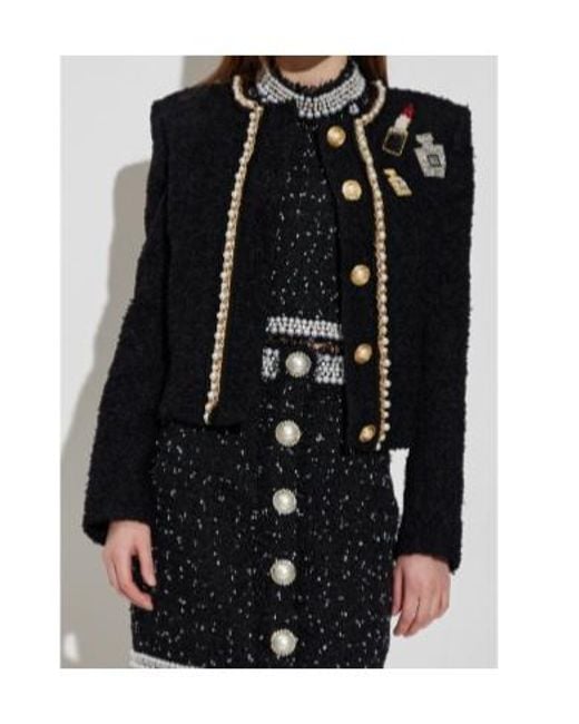 Balmain Black Patch-Detail Tweed Jacket