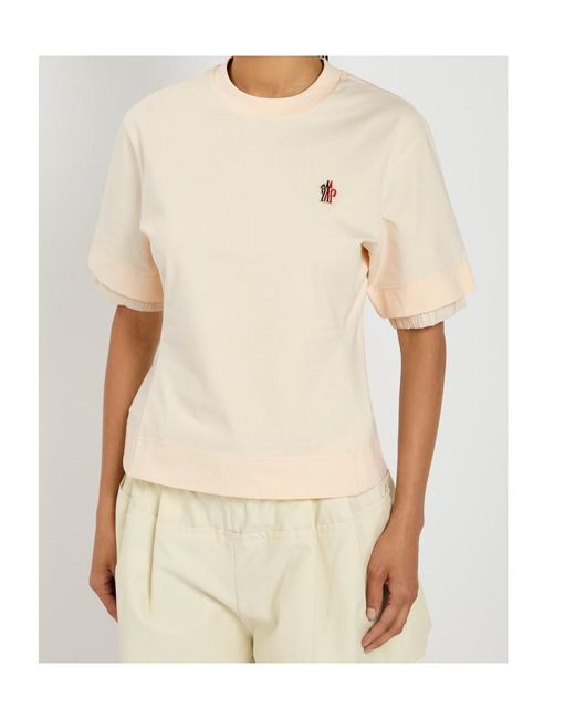 Moncler Natural Logo-Appliquéd Stretch-Cotton T-Shirt