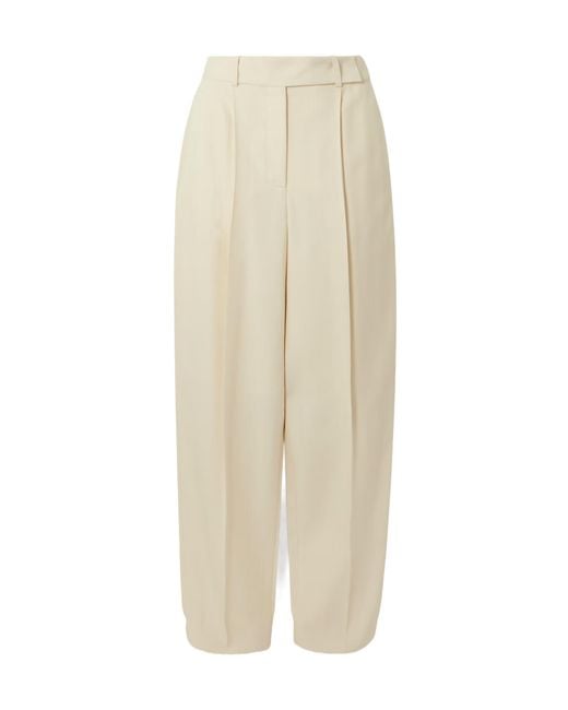 Joseph White Rayen Pleated Wide-Leg Pants