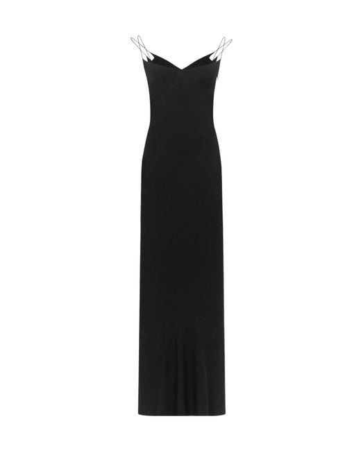 Tom Ford Black Double-Strap Bias Cut V-Neck Maxi Dress