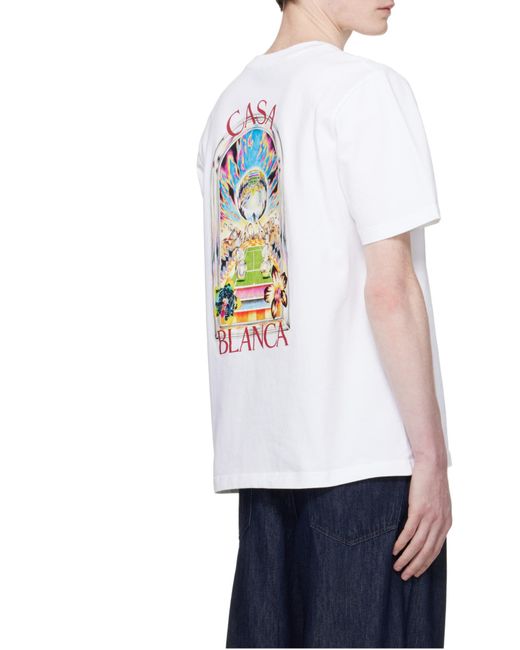 Casablanca White Tennis Landscape Print T-Shirt for men