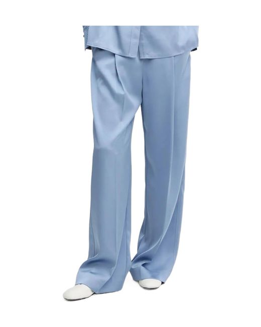 Stine Goya Blue Pleated Wide-Leg Trousers