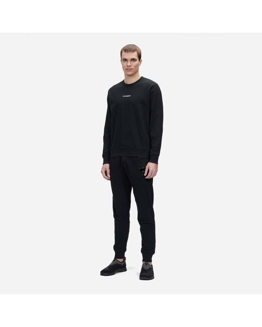 C P Company Blue Logo-Print Crew-Neck Sweatshirt for men