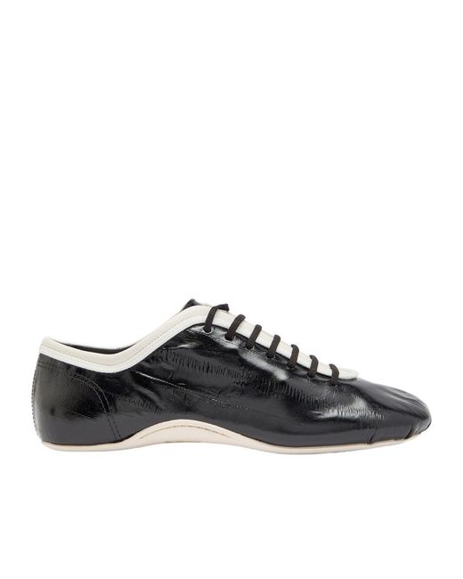 Dries Van Noten Black Crinkled Leather Sneakers