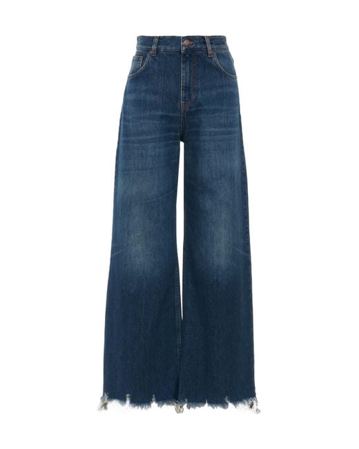 Chloé Blue Chloé Logo Patch Wide-Leg Jeans