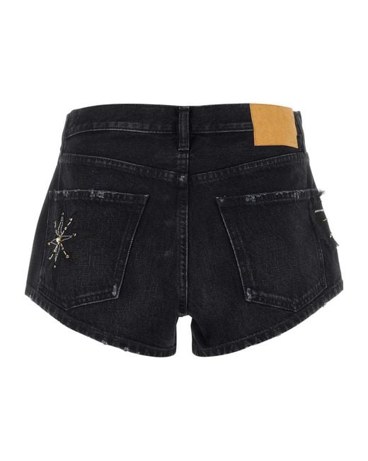 Alanui Blue The Wandering Star Mid-Rise Denim Shorts