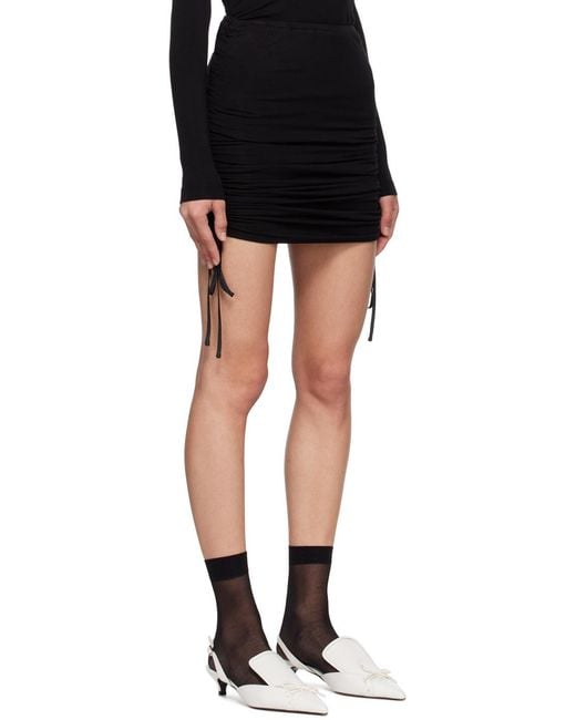 Pushbutton Black Pleated Mini Skirt