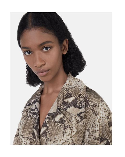 Stella McCartney Natural Graphic Printed Double Breasted Belted Trench Coat
