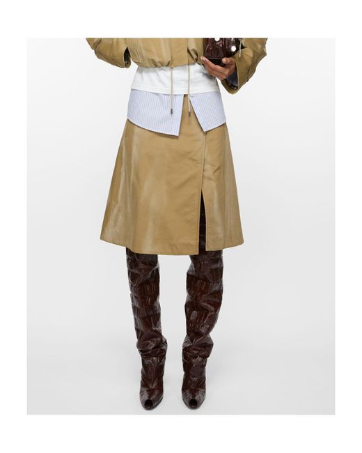 Acne Natural Twill Midi Skirt