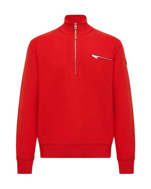 Moncler Red Wool Cashmere Blend Turtleneck Sweater for men