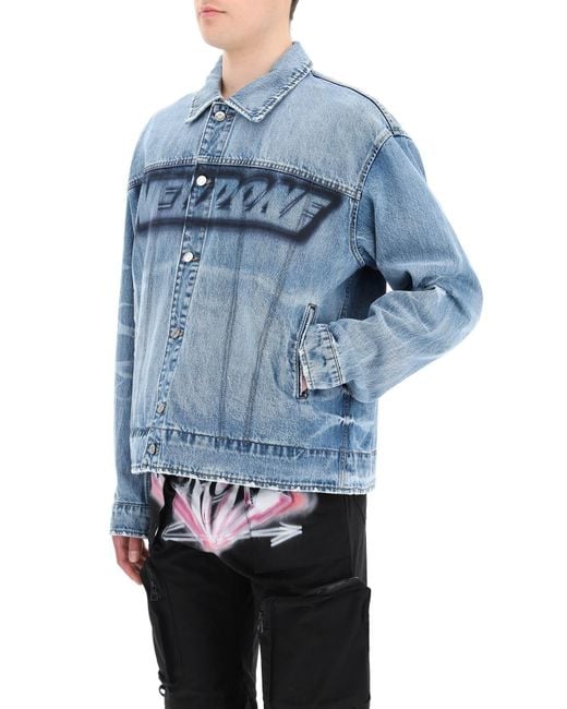 we11done Blue Logo Denim Jacket for men