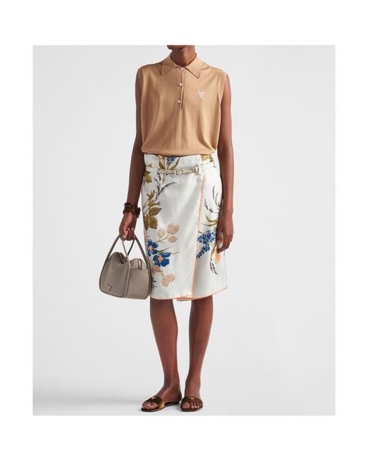 Prada Brown Sleeveless Knitted Polo Shirt
