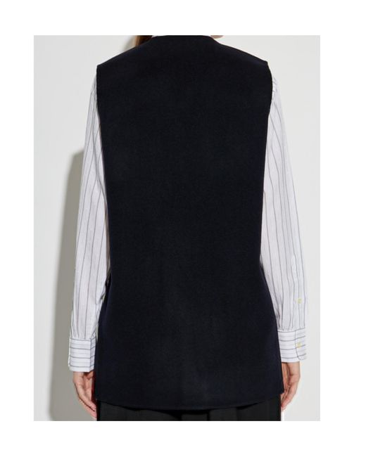 Officine Generale Black V-Neck Wool Vest