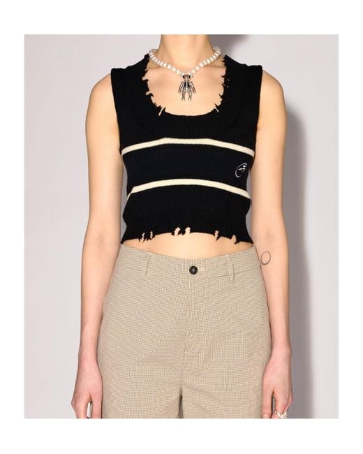 Ambush Black Destroyed Ribbed Crewneck Top
