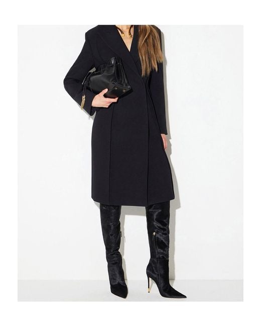 Elisabetta Franchi Black Tailored Asymmetric Coat