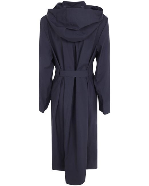 Rains Blue Long-Sleeved Trench Coat
