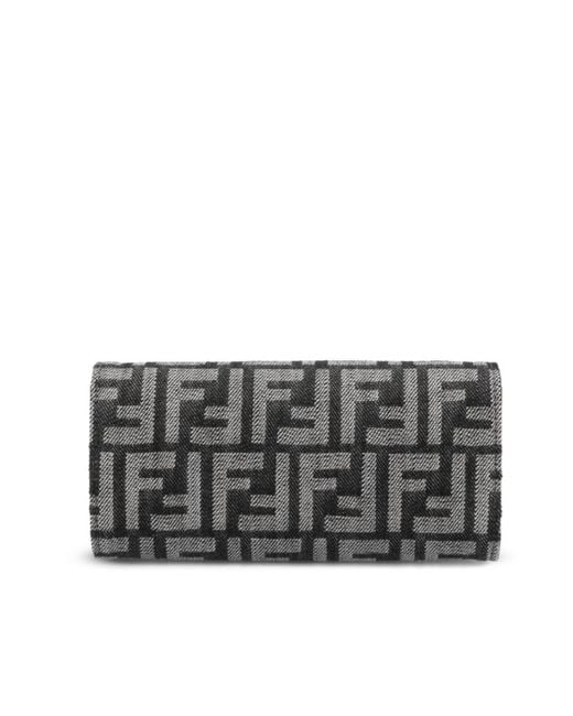 Fendi Gray Baguette Continental Chained Wallet