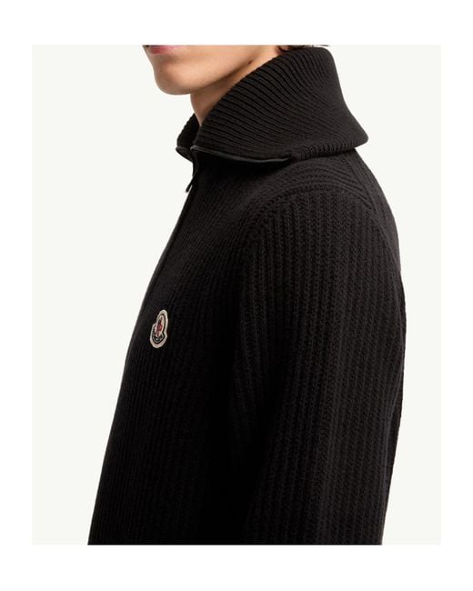 Moncler Black Logo Rib Wool Turtleneck for men