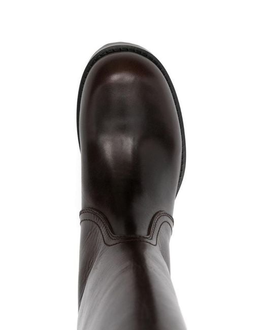 Dries Van Noten Brown Round Toe Buckled Detailed Boots for men