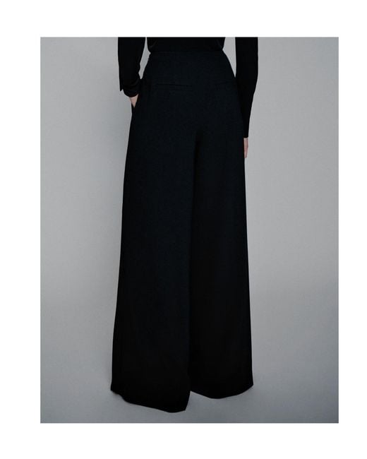 Marella Black Wide-Fit Envers Satin Trousers