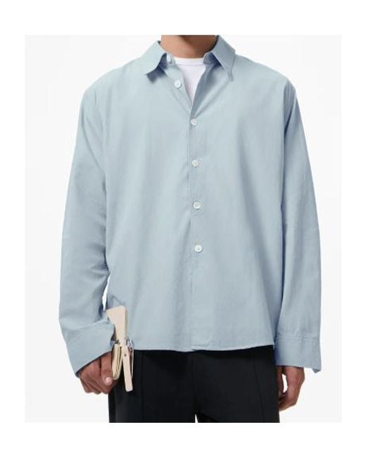 Our Legacy Blue Long-Sleeved Curved Hem Shirt for men
