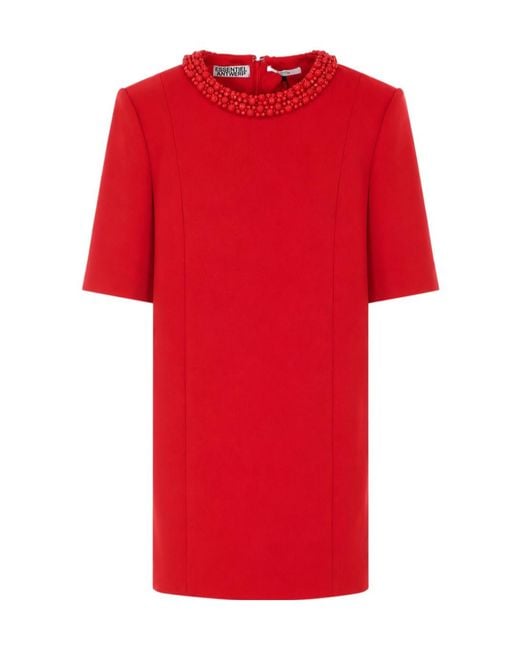 Essentiel Antwerp Red Kaylin Embellished Shift Dress