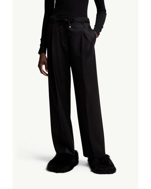 Moncler Black Wool Gabardine Tailored Trousers